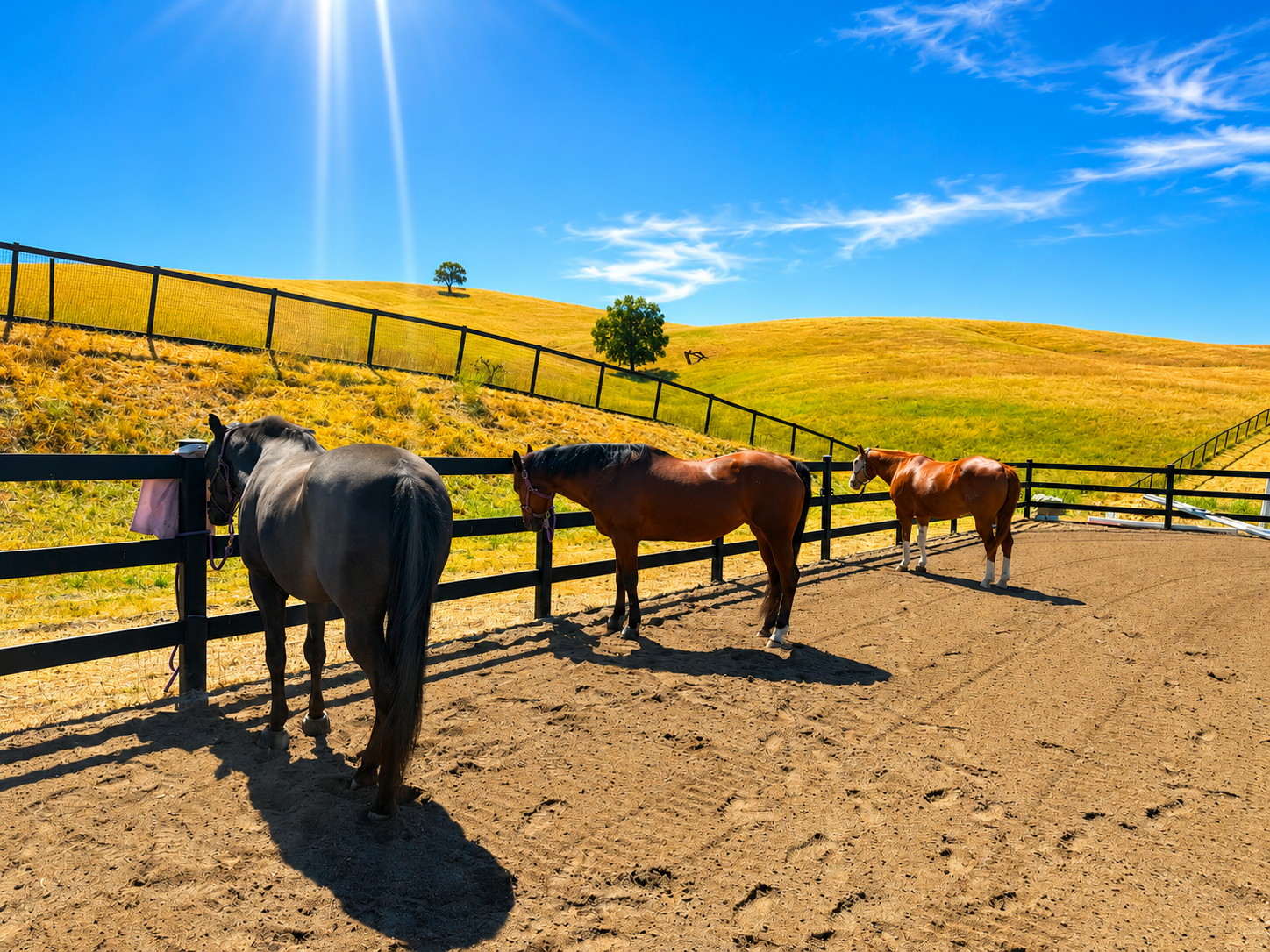 Horses in the paddock at All Seasons Horse Riding